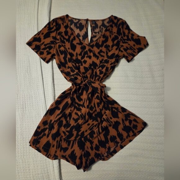 Brown and Black Leopard Print Romper - Picture 1 of 4